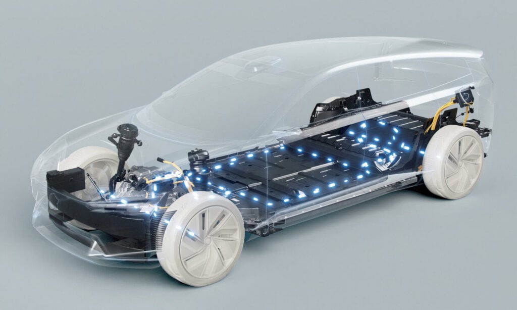 En bil med ett genomskinligt chassi. (AI text)