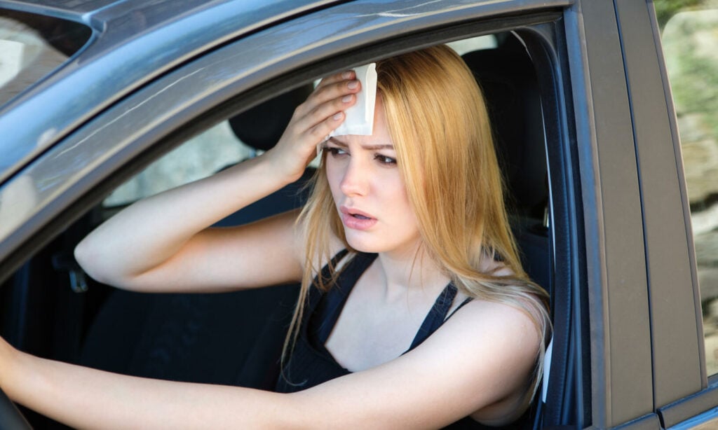 En kvinna kör en bil. (AI text)