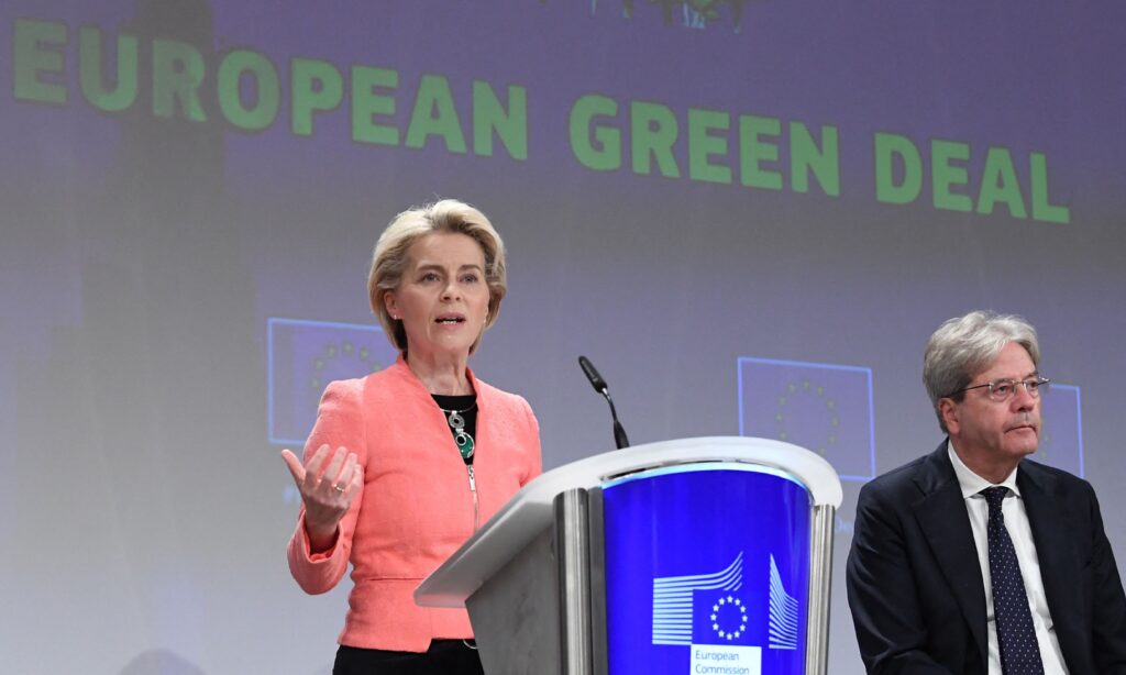 EU-kommissionsordförande Ursula von der Leyen under onsdagens presentation av kommissionens klimatpaket.