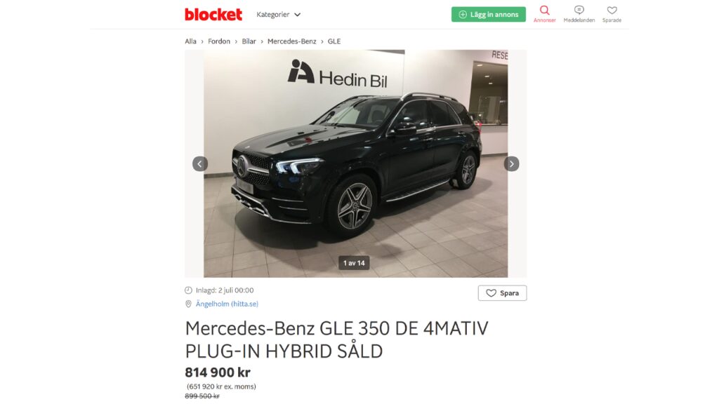 Bilen annonseras fortfarande på nätet av Hedin Bil, som skriver att den finns tillgänglig för provkörning tills augusti.