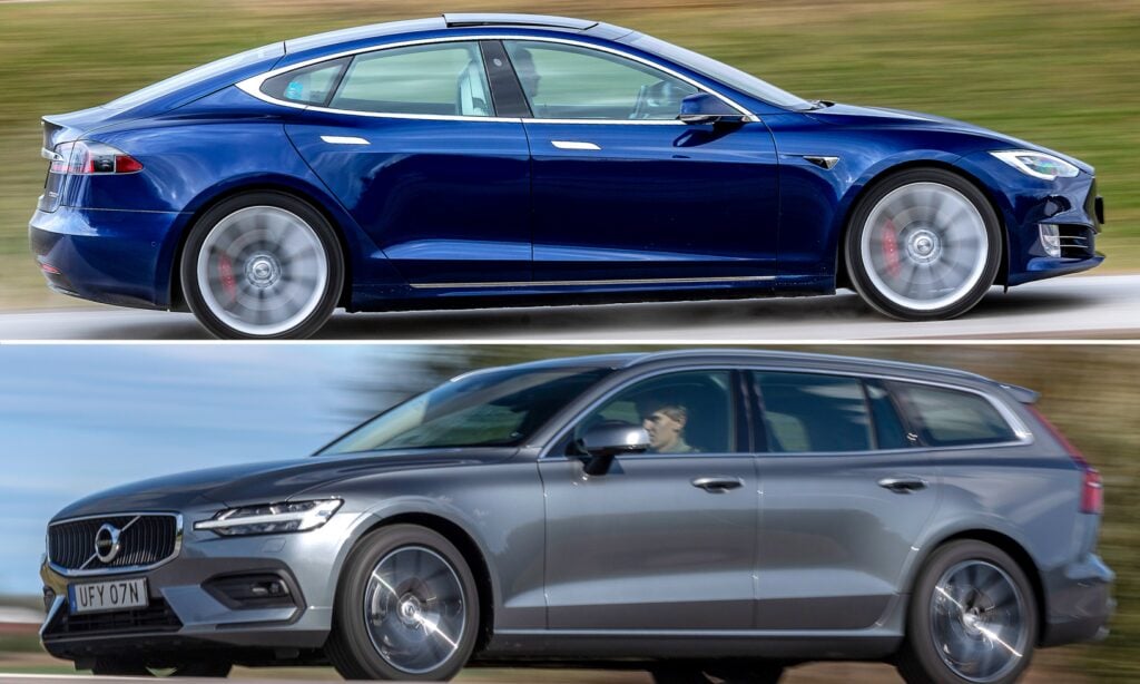 Tesla Model S och Volvo XC60 (AI text)