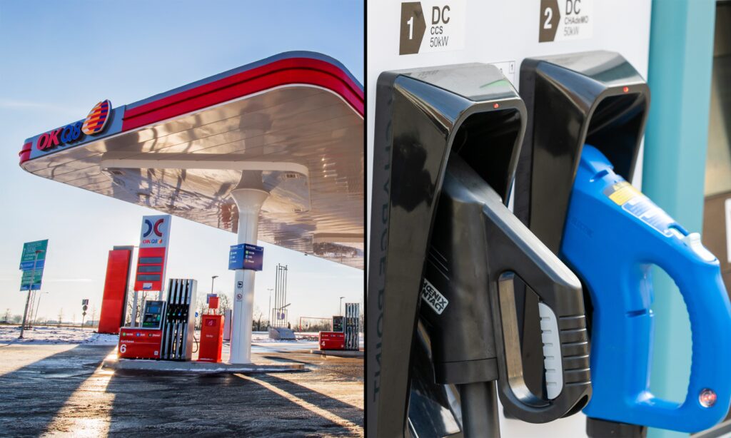 En bil står parkerad vid en bensinstation. (AI text)