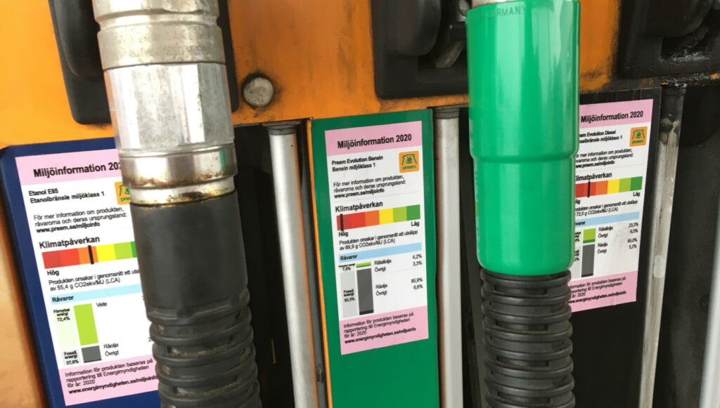 En bil står parkerad vid en bensinstation. (AI text)