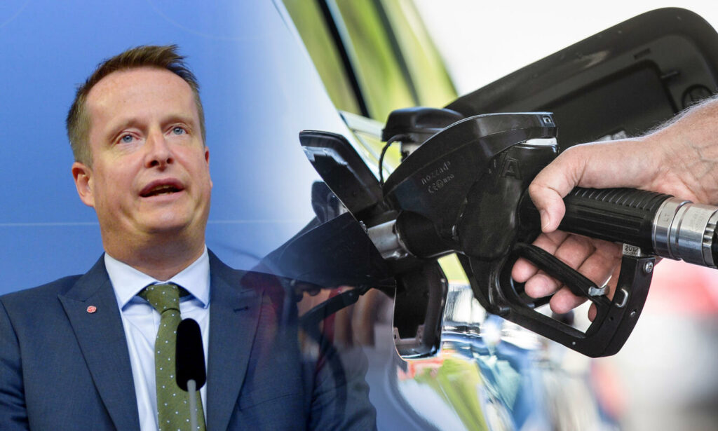 En man fyller på sin bil med bensin. (AI text)