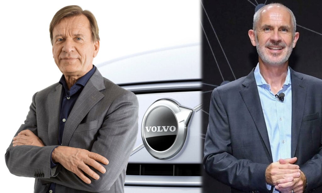 Personer poserar tillsammans med en Volvo-bil. (AI text)