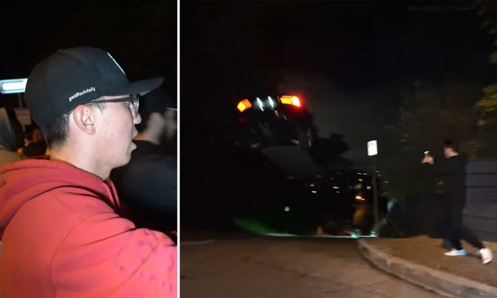 En man kör en bil på natten. (AI text)