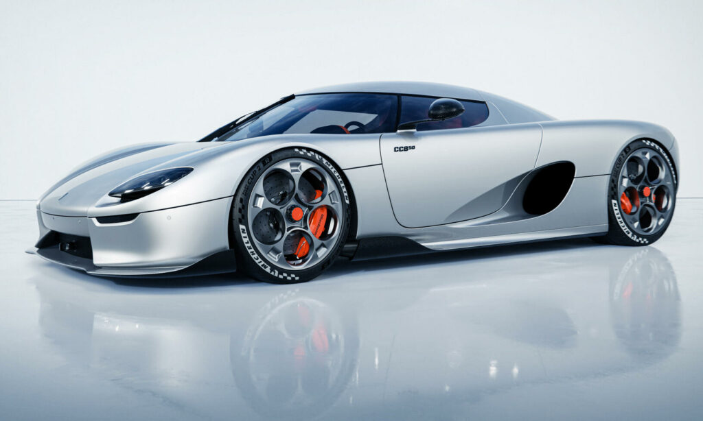 En framtida bil i en studioscen. (AI text)