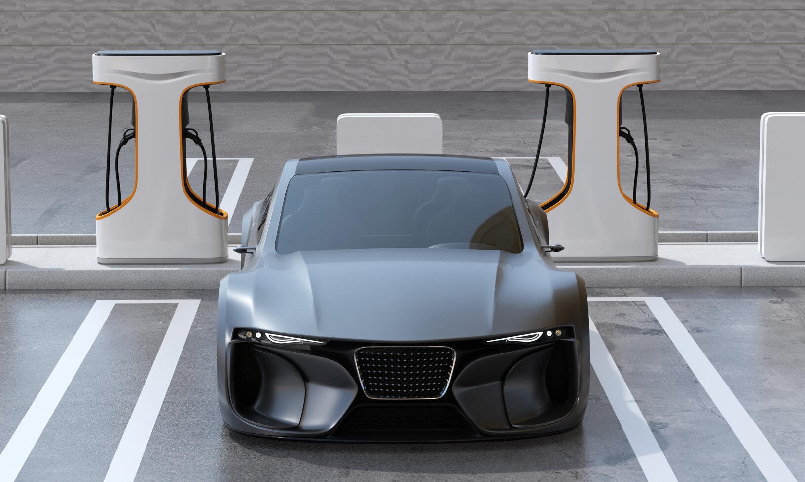 Audi A8-konceptbilen vid Audi EV-pressvisningen (AI text)