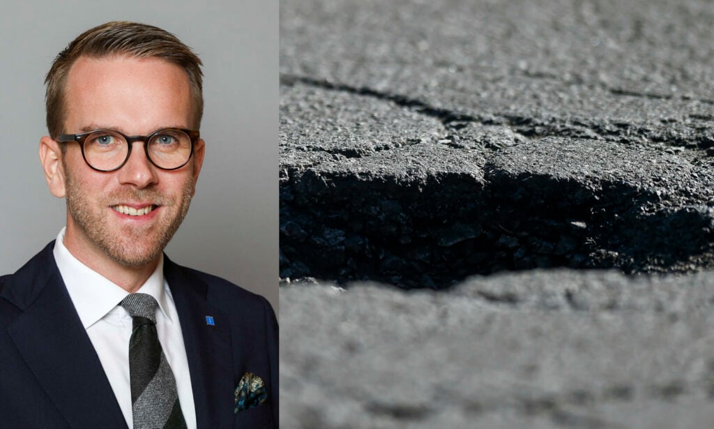 ”Man behöver inte färdas många mil på vägarna i vårt avlånga land för att inse att det finns mycket stora behov”, konstaterar infrastruktur- och bostadsminister Andreas Carlson (KD).