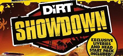En omslag bild för spel "Dirt Showdown". (AI text)