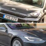En Tesla Model S och en Kia Model E (AI text)