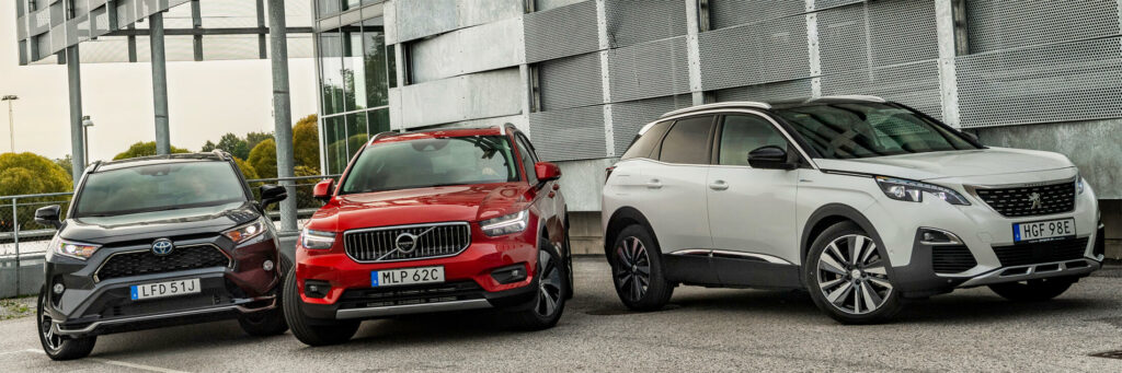 Tre kaxiga suvar ska göra upp. Vilken laddbar kompaktsuv är bäst?