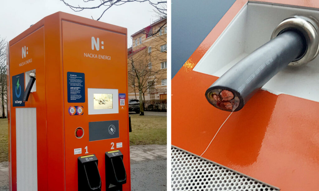 Avklippta kablar i Nacka. Foto: Niclas Fohlin