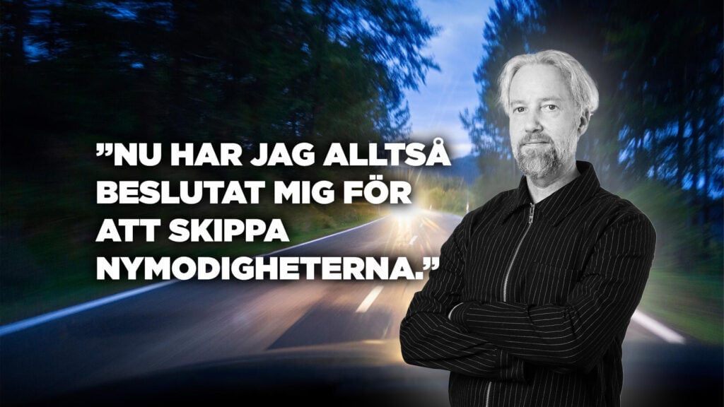 En man kör en bil. (AI text)