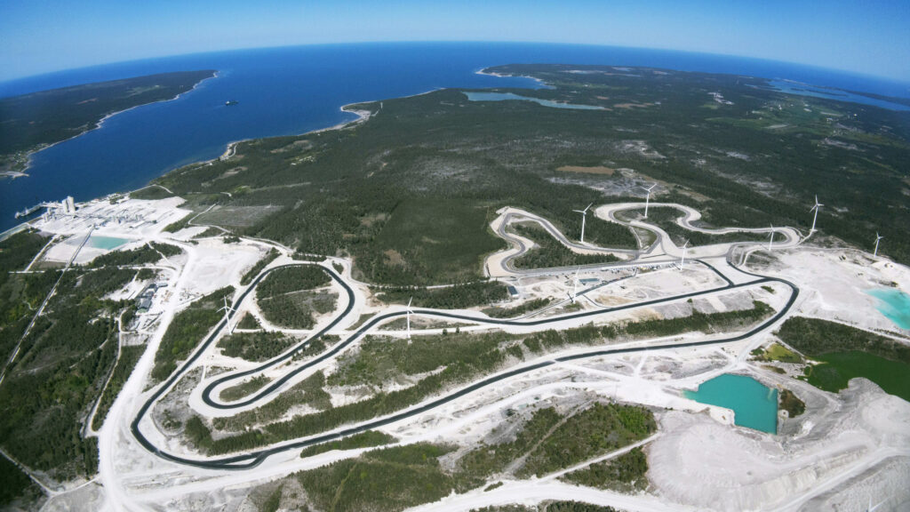 Luftbild över racbanan (AI text)