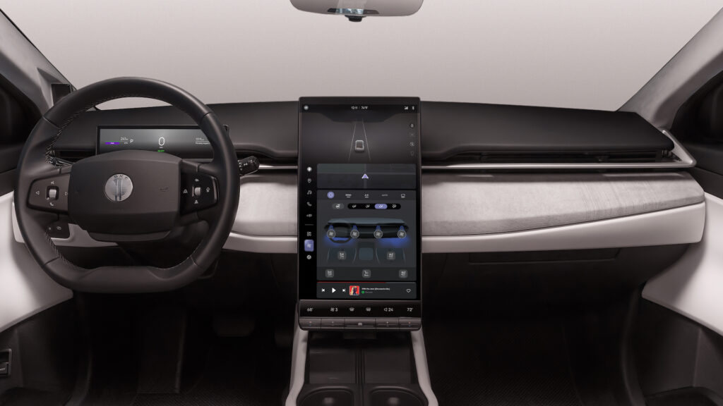 bilens inre med ratt och instrumentbräda (AI text)