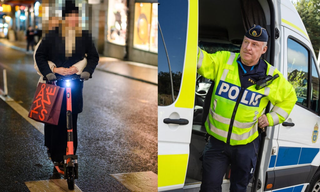 En polis och en polis på en scootertuktis (AI text)