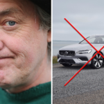 Personen visas tillsammans med en bil och en skylt som säger 'inte' (AI text)