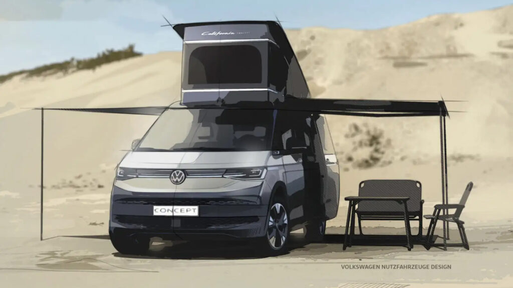 En campingvagn i sanden. (AI text)