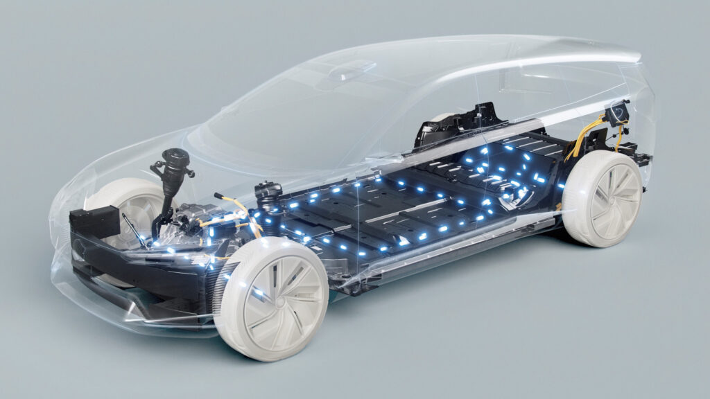 En bil med ett genomskinligt chassi. (AI text)