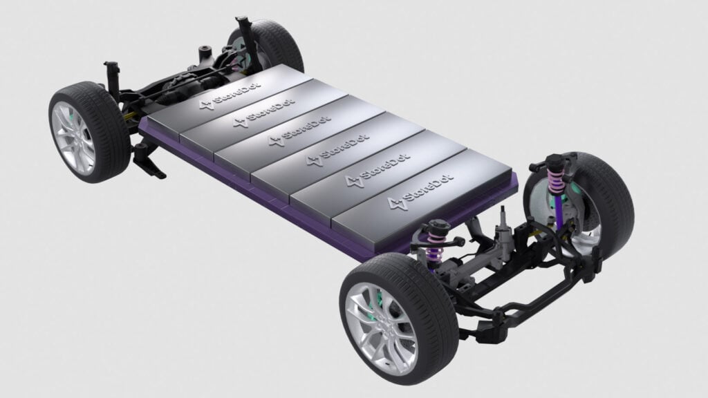 En bil med en batteripack på taket. (AI text)