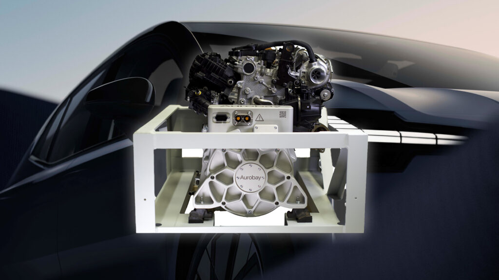 Tesla Model X-motorn i bakgrunden (AI text)