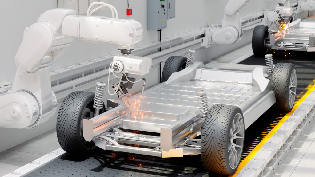 En bil tillverkas i en fabrik. (AI text)