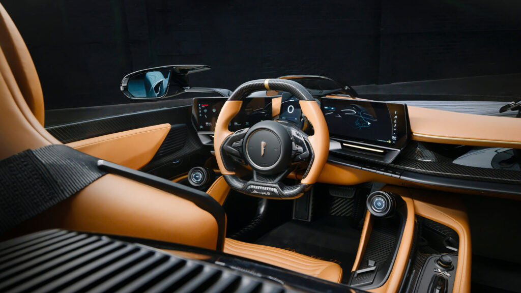 interiören av en futuristisk sportbil (AI text)