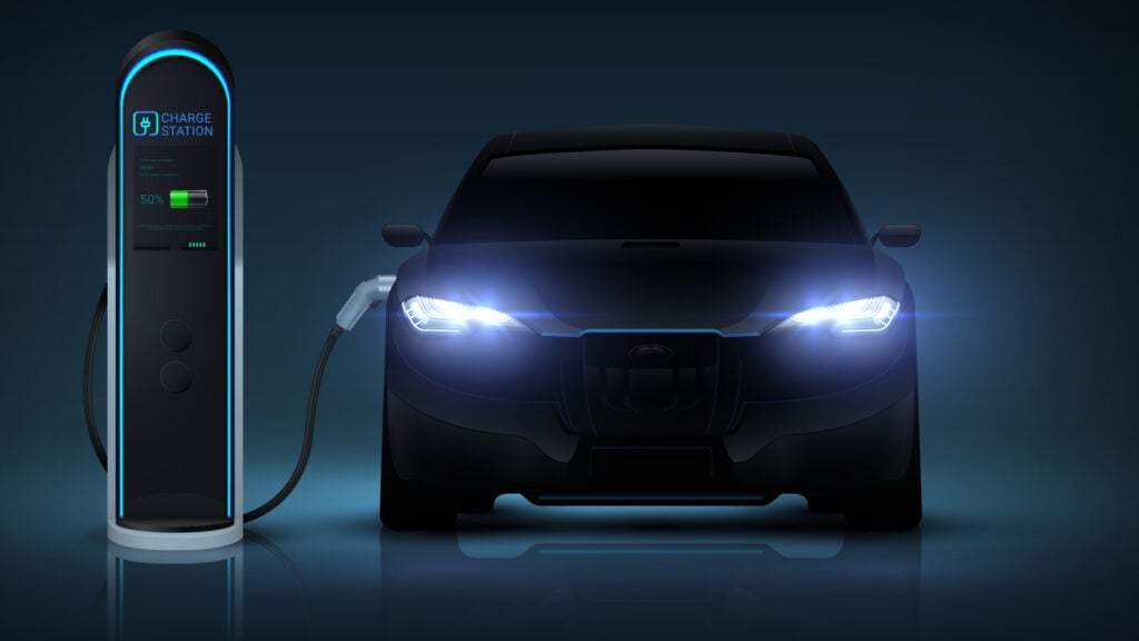 Elbil vid snabbladdare