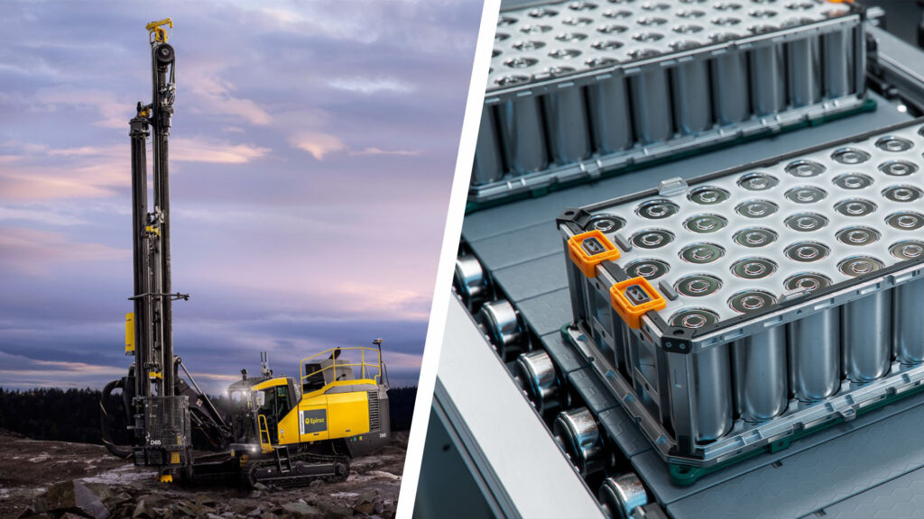 En person ligger ner och lägger en batteripack på en byggarbetsplats. (AI text)