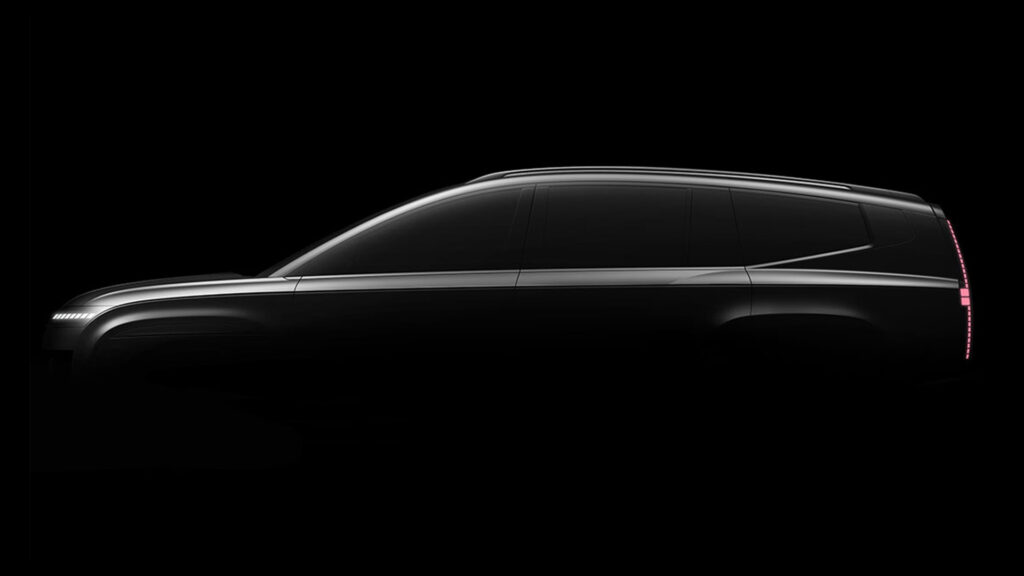 En svartvit bild av en futuristisk SUV. (AI text)