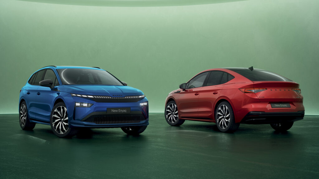 Nya ansiktslyfta Skoda Enyaq i Sportline-utförande.