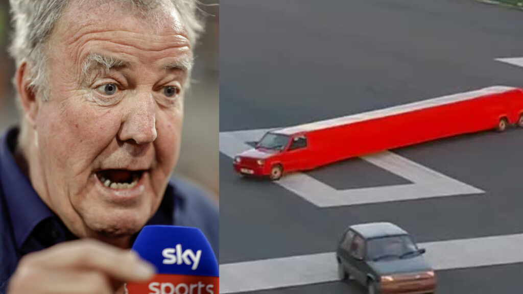 Jeremy Clarkson och hans extremt långa röda limousine.