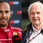 Lewis Hamilton i Ferrari-kläder bredvid Red Bulls Helmut Marko. Marko kallade Hamiltons poleposition för ‘otrolig’ efter sprintkvalet i Kinas GP 2025.