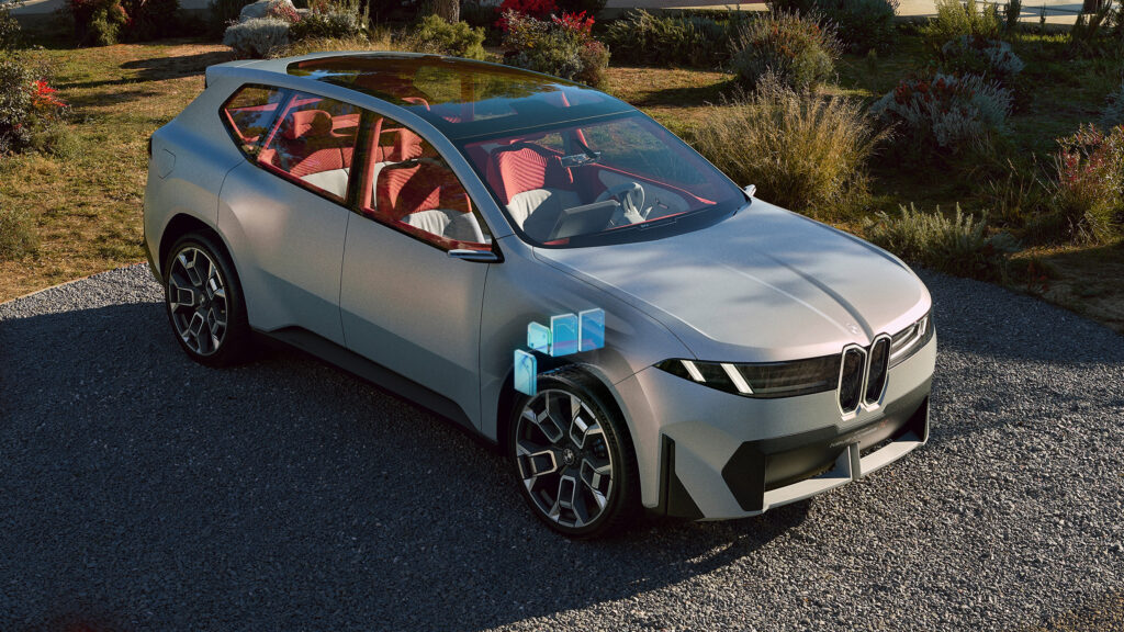 BMW Neue klasse med fyra datorer inritade.