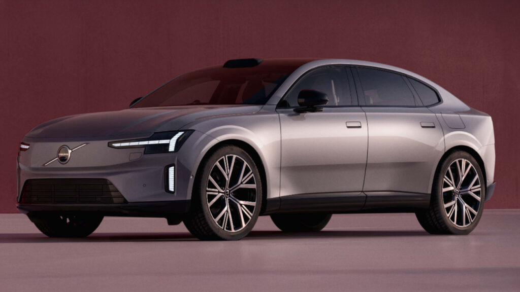 Volvo ES90 snett framifrån.