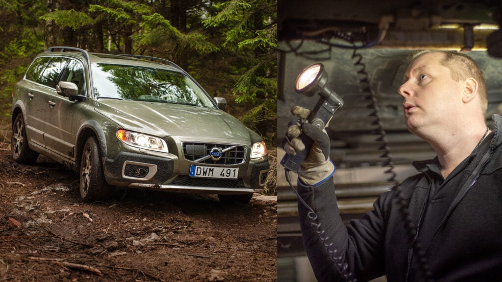 Volvo XC70 och en besiktningsman