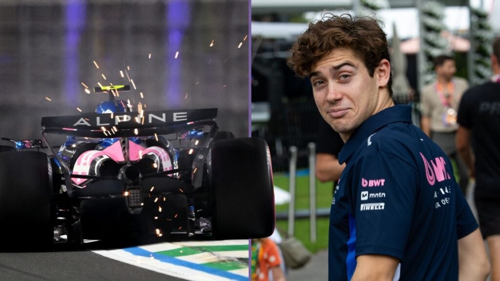 Franco Colapinto i Alpine-kläder bredvid en actionbild på teamets F1-bil. Han ersätter Jack Doohan i fem kommande lopp.