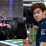 Franco Colapinto i Alpine-kläder bredvid en actionbild på teamets F1-bil. Han ersätter Jack Doohan i fem kommande lopp.