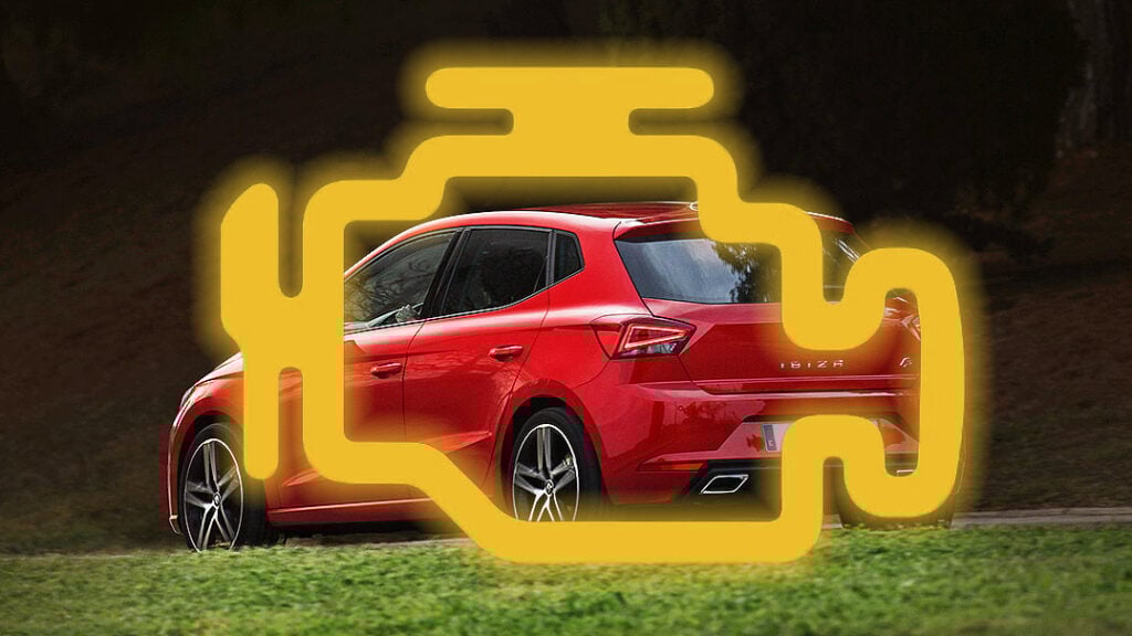 Röd Seat Ibiza 2017 och en lysande motorlampa!