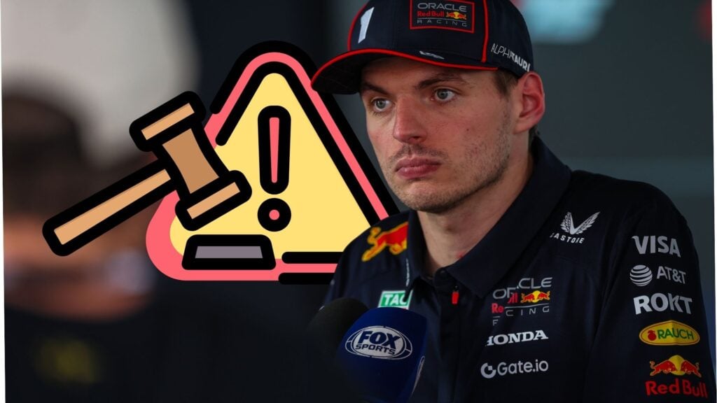Max Verstappen intervjuas efter Spaniens GP 2025, där han fick tre straffpoäng för en incident med George Russell. Han står nu på 11 av 12 poäng – ett från avstängning.