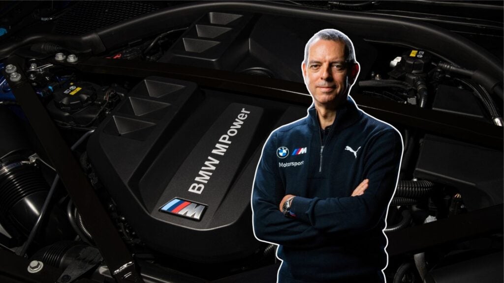 Frank van Meel framför BMW M‑Power‐motor.