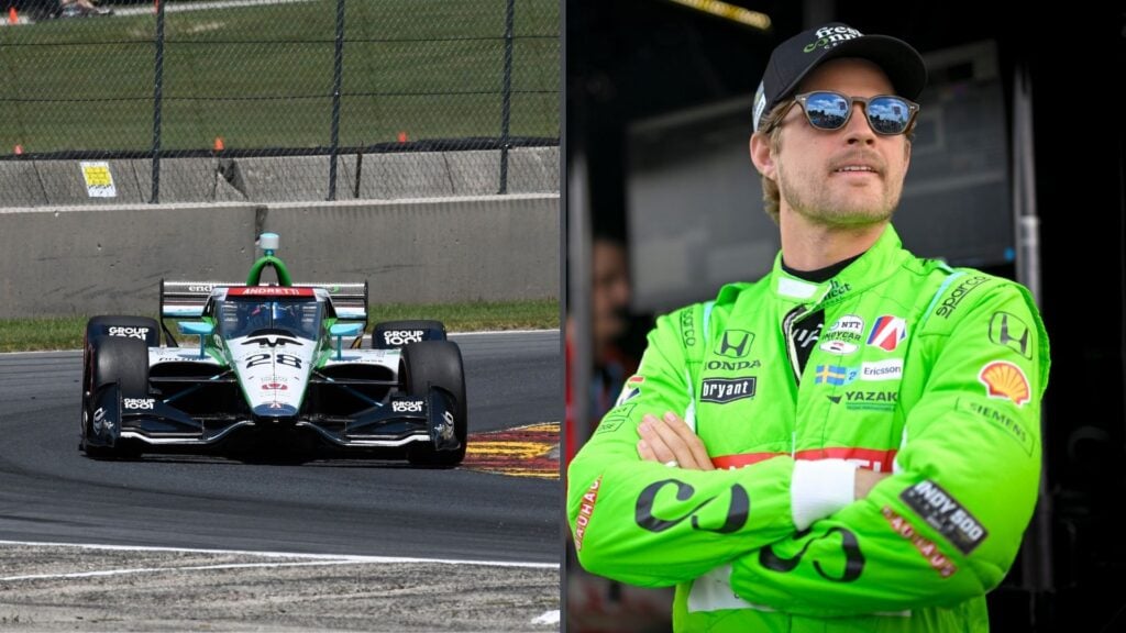 Marcus Ericsson i depån inför race i IndyCar 2025.