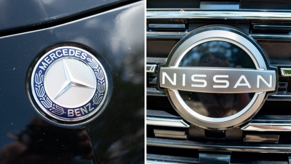 Mercedes-bilar i showroom, företaget lämnar Nissan.