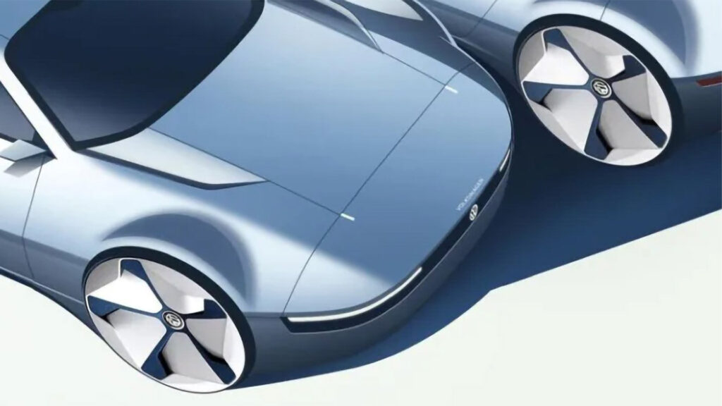 Skisser på en elektrisk sportbil