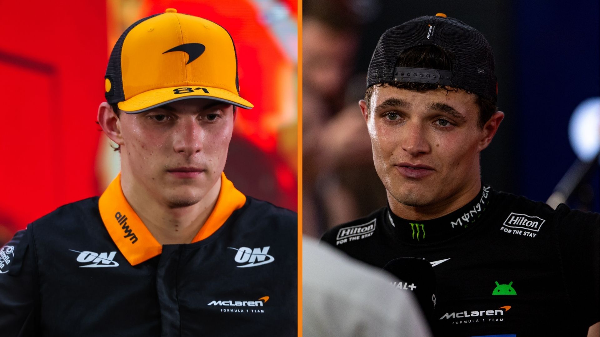 Oscar Piastri ser besviken ut efter kontakten med Lando Norris under F1-racet i Singapore 2025