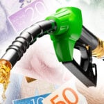 Bensinpumpshandtag och svenska sedlar