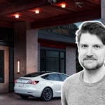 John Sempill inklippt på en bild på en Tesla Model 3 som laddar.