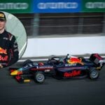 Scott Kin Lindblom i Red Bulls F4-bil under kvällsracet i Jeddah.