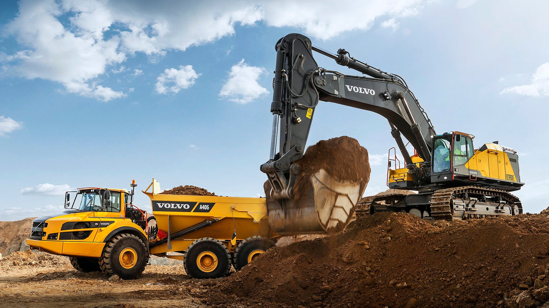 Volvo dumper och grävmaskin